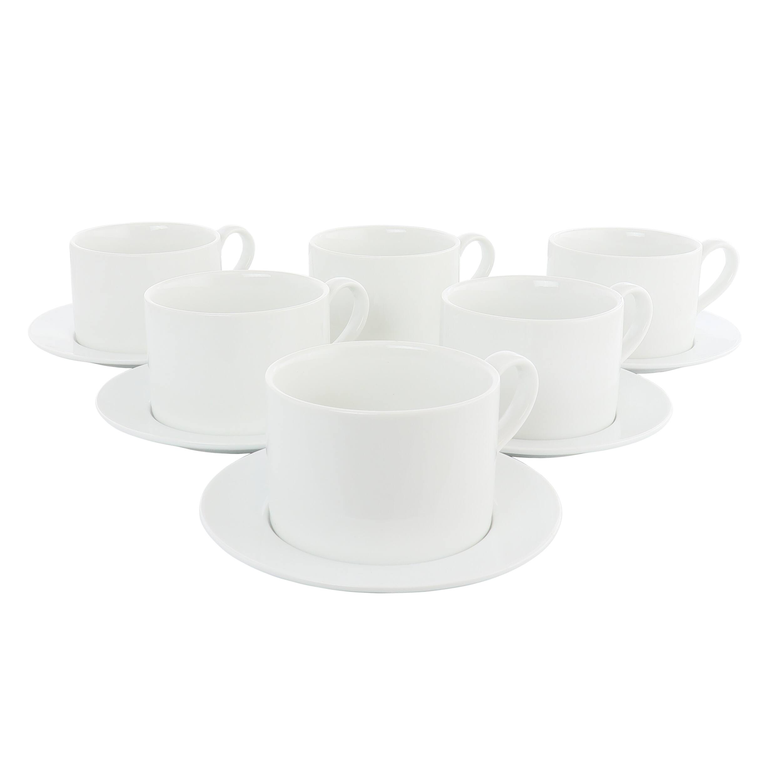Front. Our Table - Our Table Simply White 6 Piece 3.75 Inch Porcelain Cups With Saucers Set - White.
