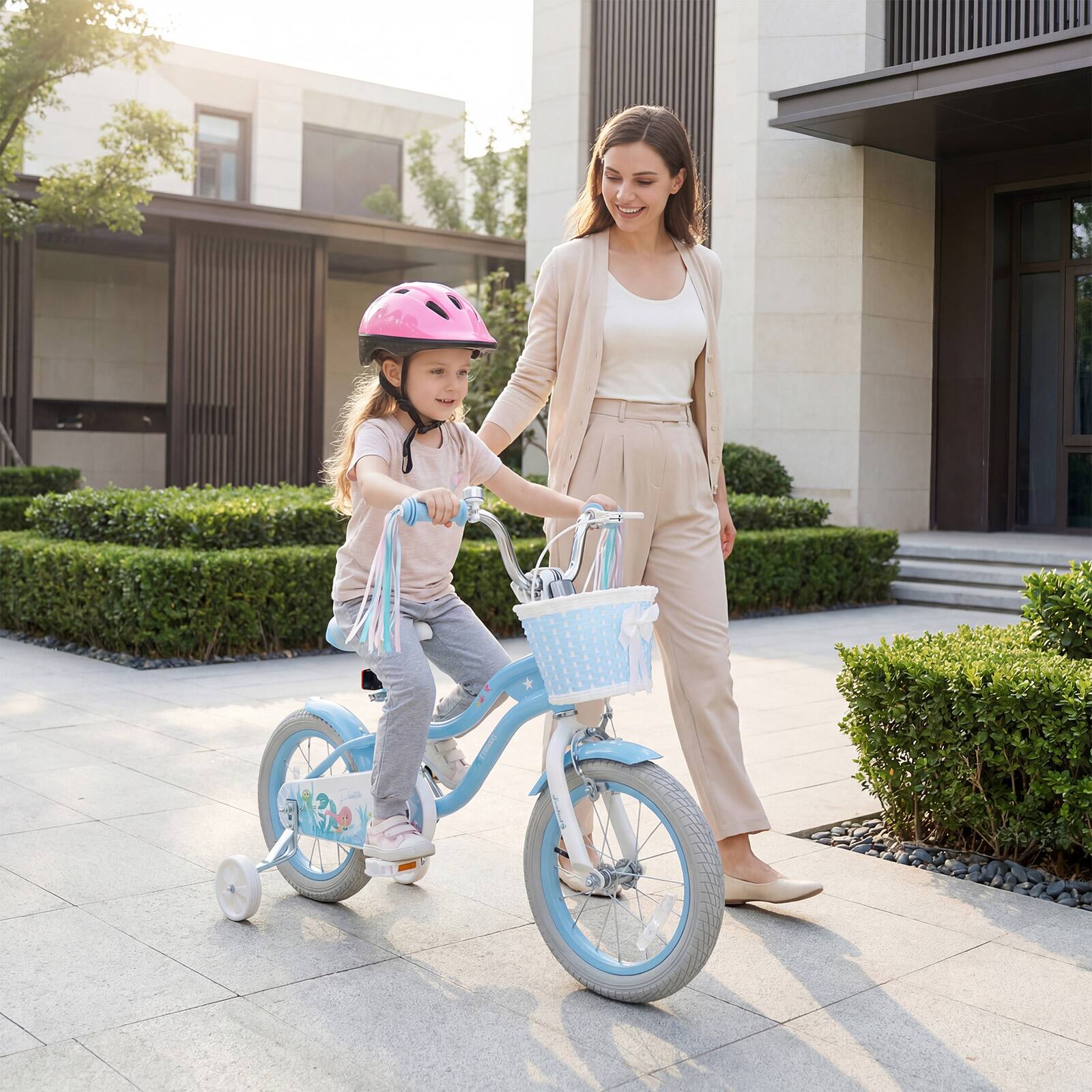 Alt View 2. Costway - Costway 14" Kids Bike Toddler Bicycle with Training Wheels Hand & Coaster Brakes Handlebar - Blue.