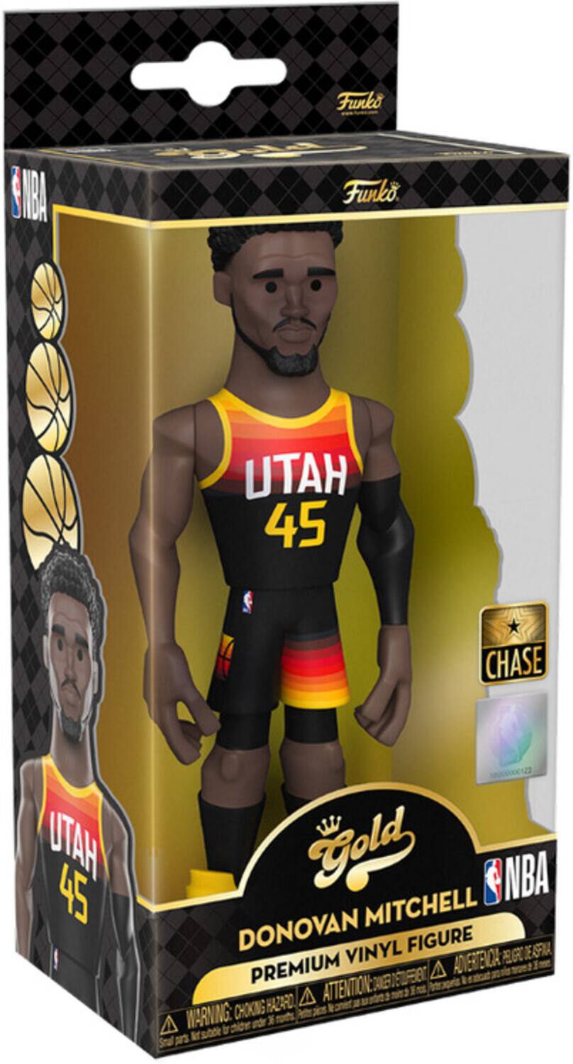Funko NBA 2020, Funko Utah 45, T-shirt, Chase, Donovan Mitchell, NBA, Gold, Premium Vinyl Figure, Attention: Choking Hazard, Warning: Choking Hazard, Attention: Please Keep Out of Reach of Children