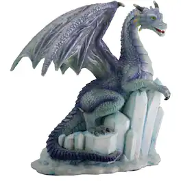 Pacific Trading - Icy Ice Dragon Sitting on Glacier Figurine Statuette Fairy Tale Fantasy 4 inch - Blue