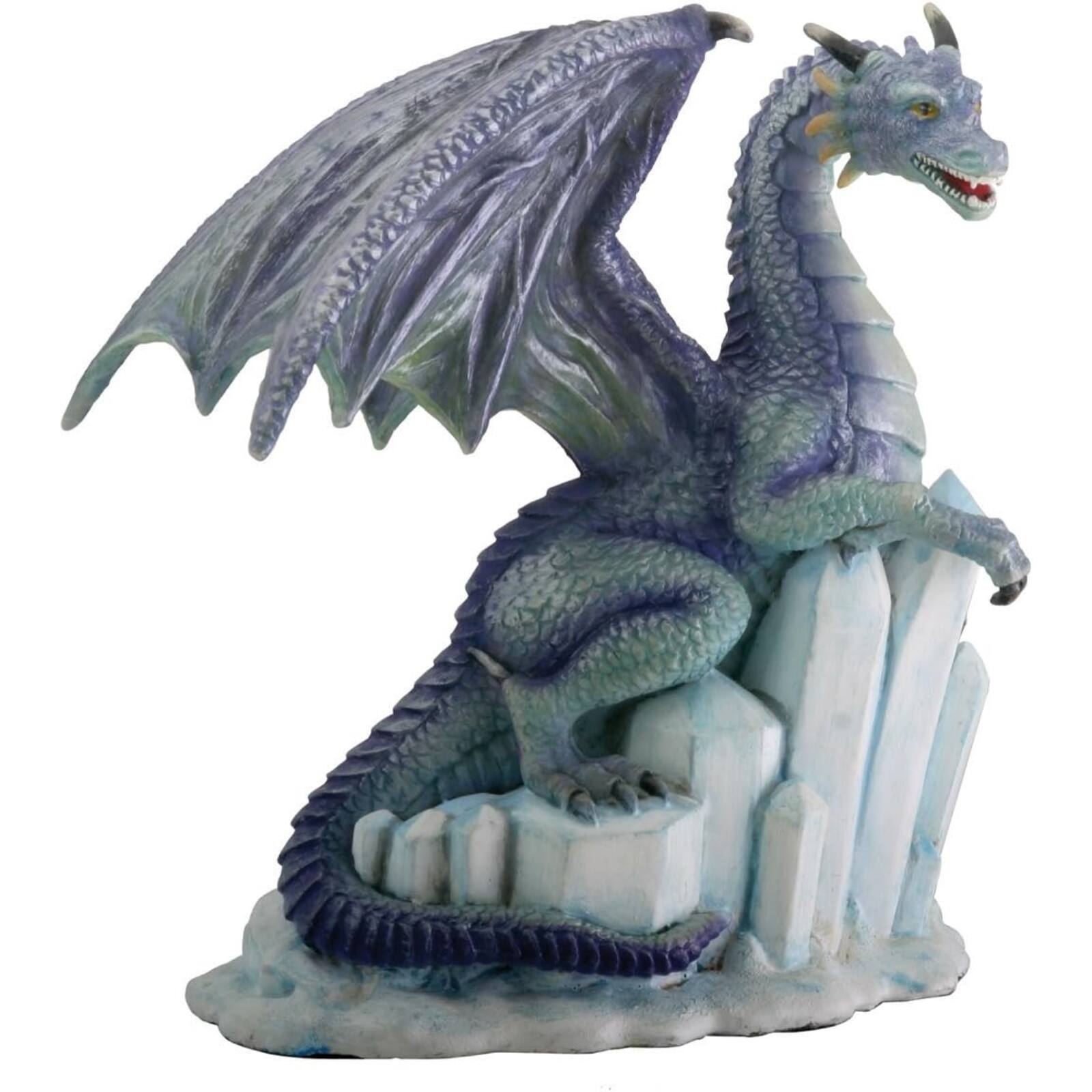 Front. Pacific Trading - Icy Blue Ice Dragon Sitting on Glacier Figurine Statuette Fairy Tale Fantasy 4 inch - Blue.