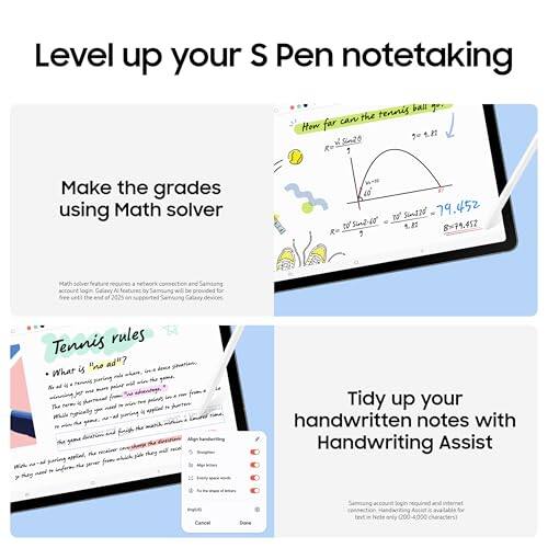 Level up your S Pen notetaking

Make the grades using Math solver

Tennis rules

Tidy up your handwritten notes with Handwriting Assist