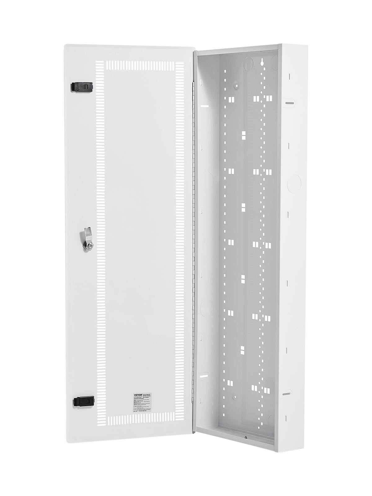 Front. VEVOR - Media Enclosure, 42-Inch, Structured Media Center with Vented Hinged Door, Cable Management Box - White.