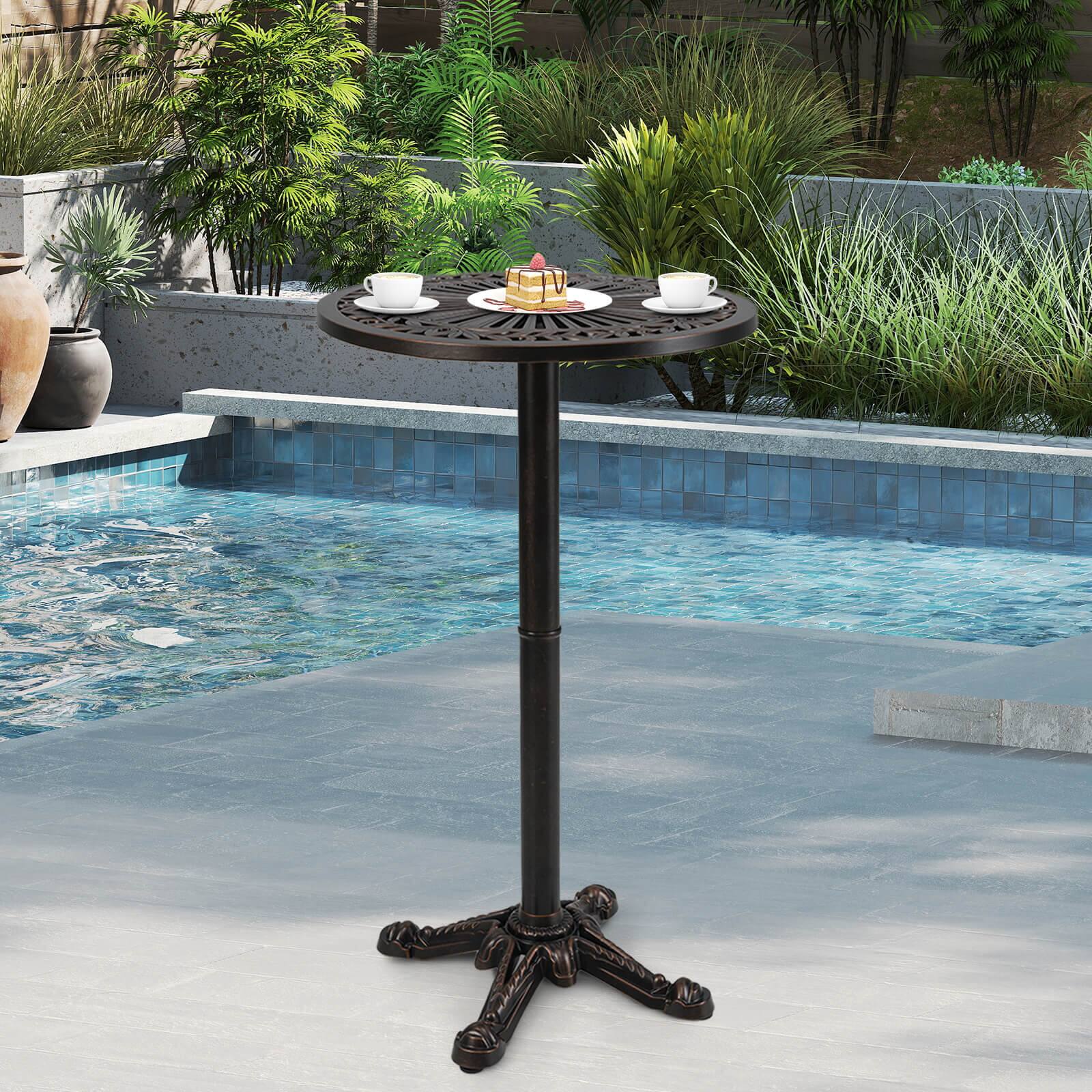 Alt View 1. Costway - Costway 24" Patio Round Bar Table with Carved Texture for Garden Backyard Balcony, Poolside - Bronze.