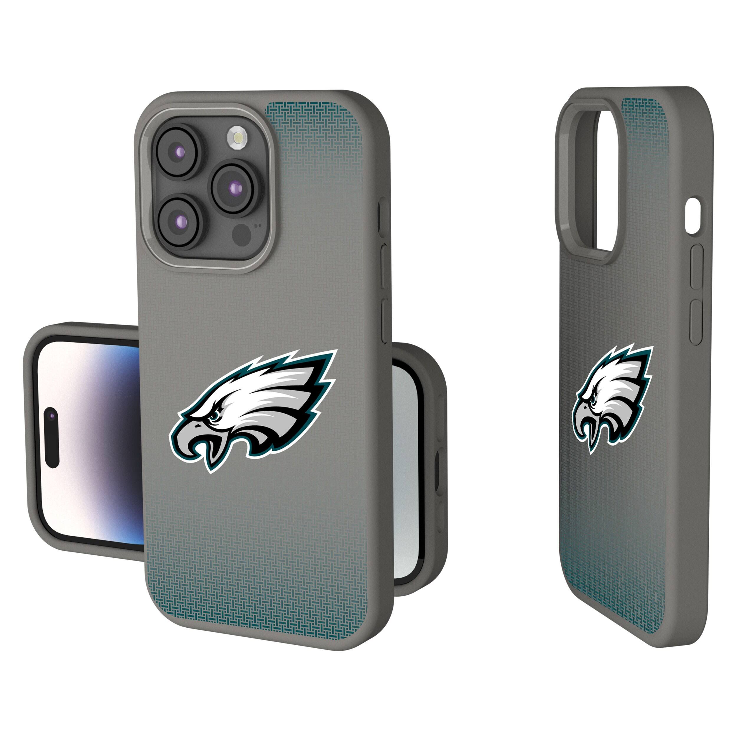 Front. Keyscaper - Philadelphia Eagles Linen Logo iPhone Soft Touch Case - 14 Plus - Gray.