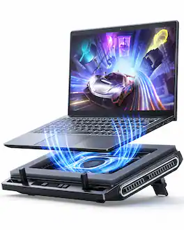 Core Tech - 3500 RPM Turbo-Fan Non-RGB Laptop Cooling Pad with Adjustable Stand for 13–17.3-Inch Laptops - Black