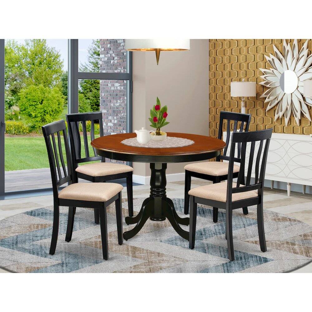 Alt View 1. East West Furniture - 5 Pc set with a Dining Table and 4 Dinette Chairs in Black - Black.