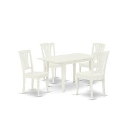East West Furniture - Dining Table- Dining Chairs - Brown