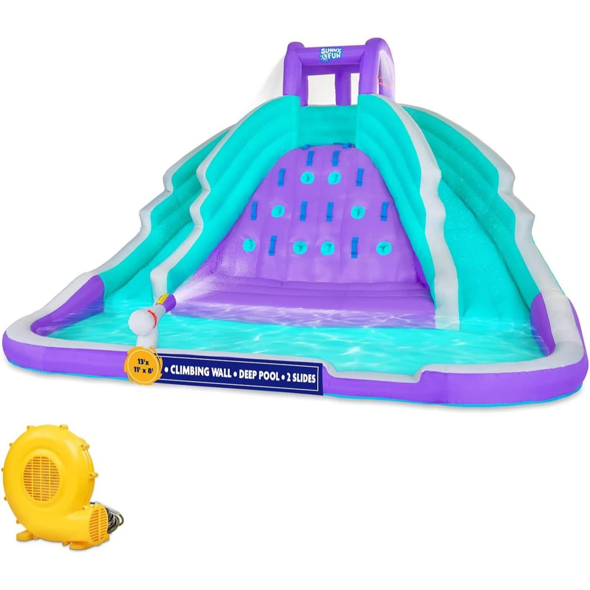 Sunny & Fun - Ultra Climber Inflatable Water Slide Park with Climbing Wall, Slides & Pool