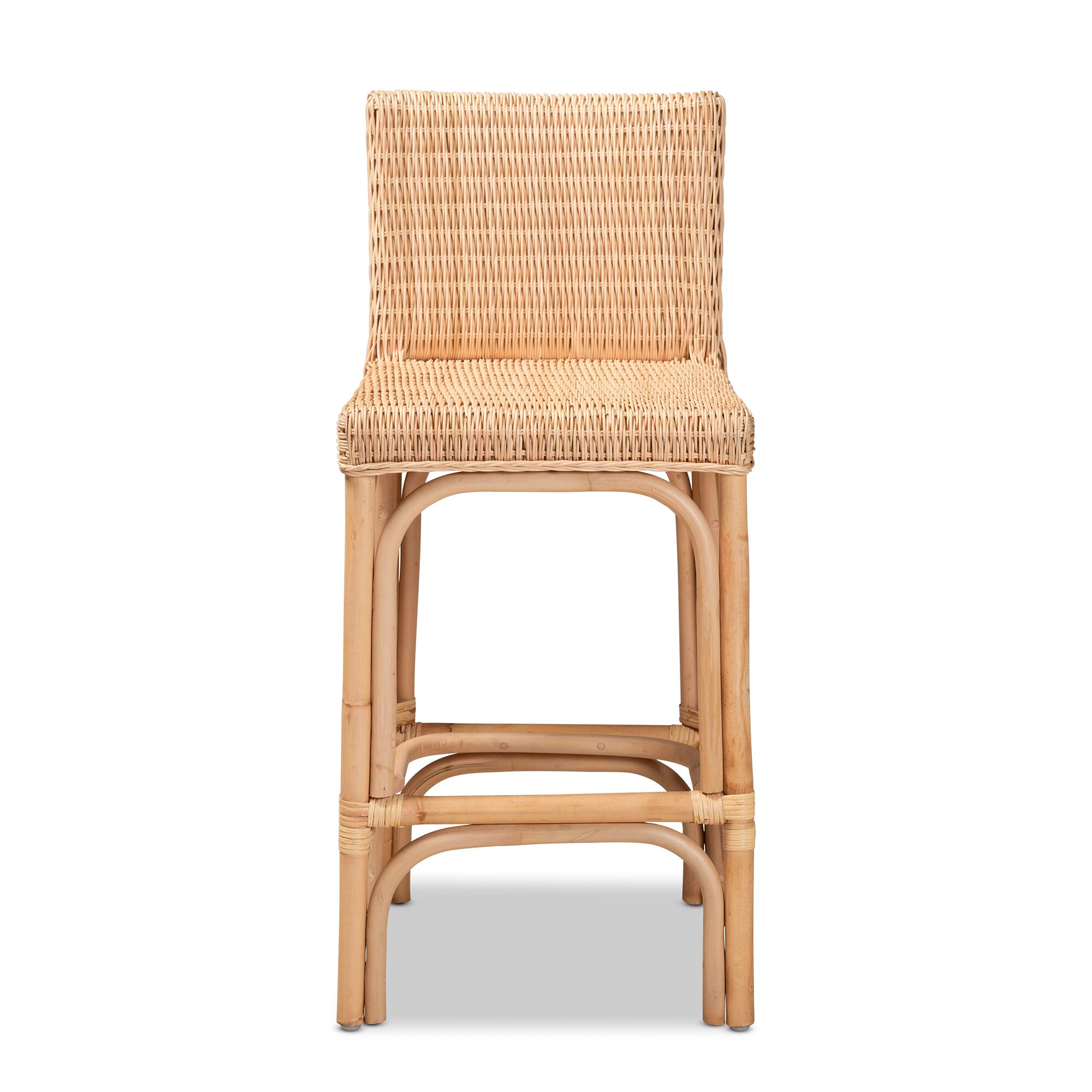 Angle. bali & pari - Athena Modern and Contemporary Natural Finished Rattan Counter Stool - Natural.
