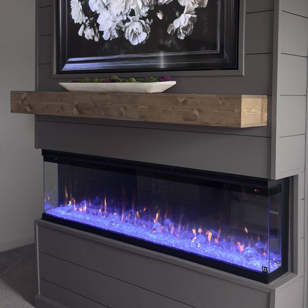 Angle. Touchstone Home Products - 60 in. Wall Mounted Recessed Sideline Infinity Pro 3-Sided Smart Electric Fireplace 1500W - Black.