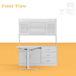 Famapy - Electric Standing Desk with Storage: Ergonomic, Organized, Modern Home Office Solution - White