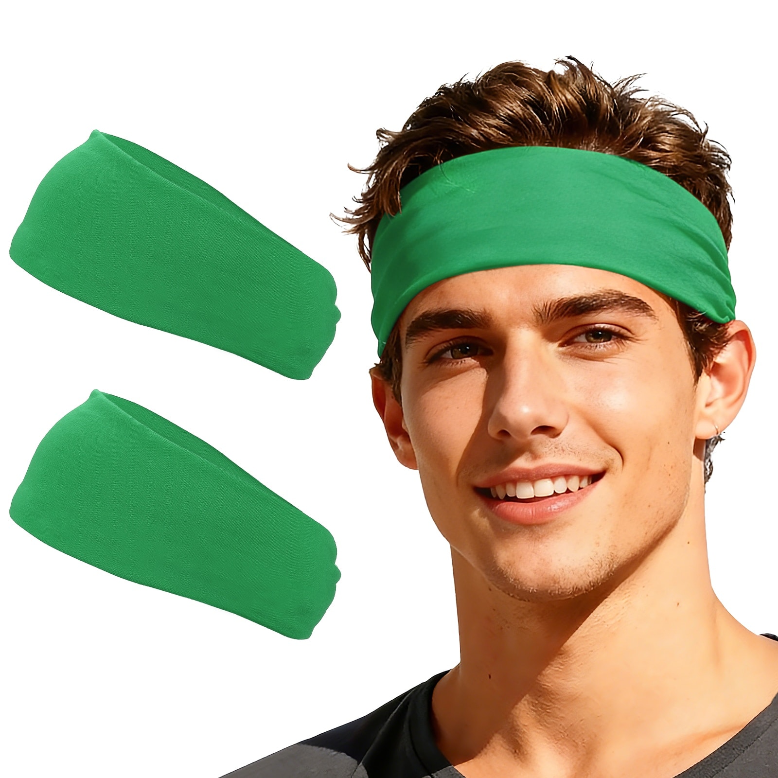 Unique Bargains - Sport Headbands for Men & Women, Stretchy Sweatband Absorbent Headbands, 2pcs - For Yoga/Sports/Running/Fitness/Cycling - Emerald Green price history on PriceWatchPro