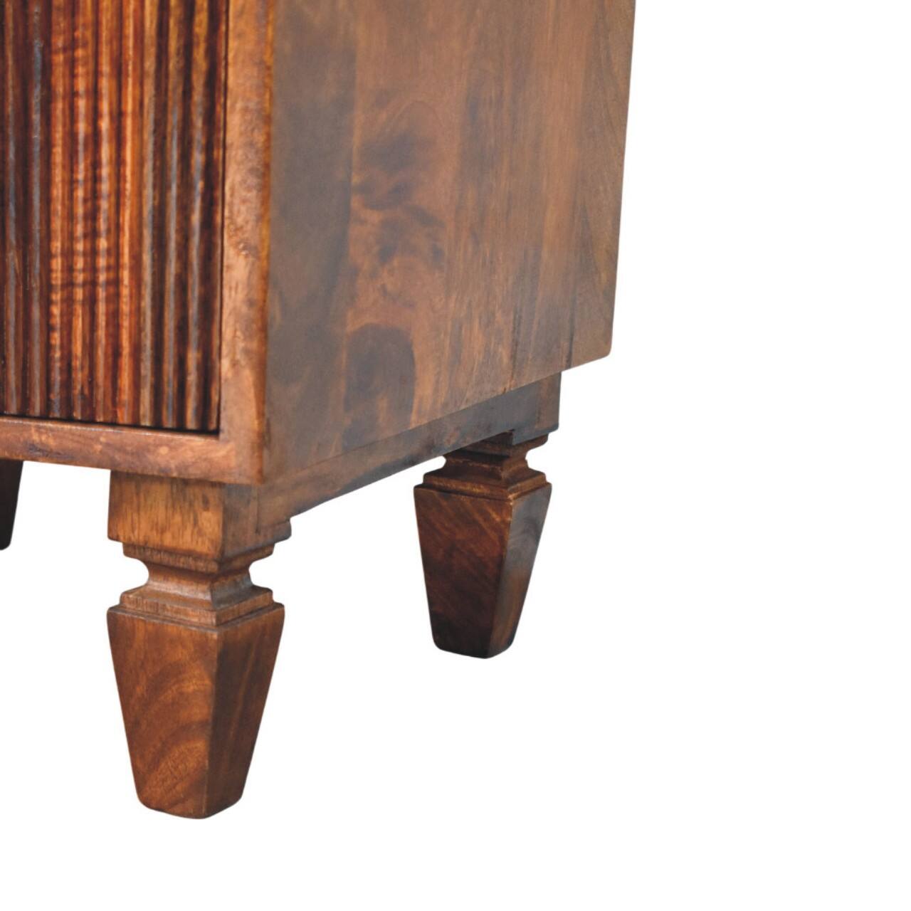 Left. Artisan Furniture - Artisan Furniture Solid Wood Harper Ribbed Chestnut Bedside - Brown.