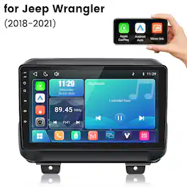 Junsun - Linux System carplay Android auto Mirror Link For Jeep Wrangler JL 2018-2021 Car Stereo Radio GPS Navi WIFI BT RDS FM - Black