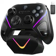 Front. EasySMX - EasySMX D10 Wireless Game Controller - TMR Joysticks, Dual-Mode Triggers for PC/Switch/Android/iOS/Steam Deck - Black.