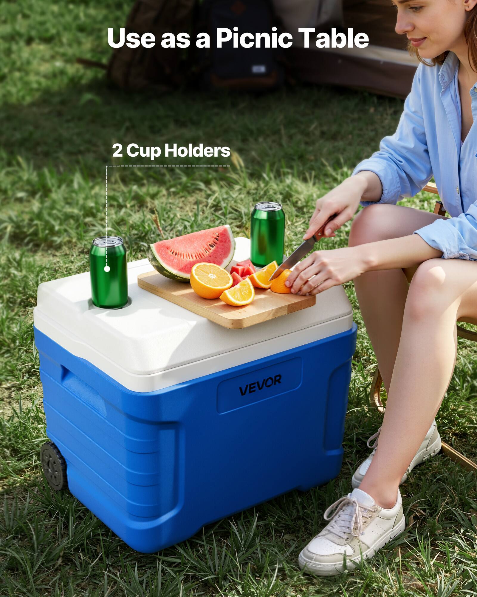 Use as a Picnic Table

2 Cup Holders

VEVOR