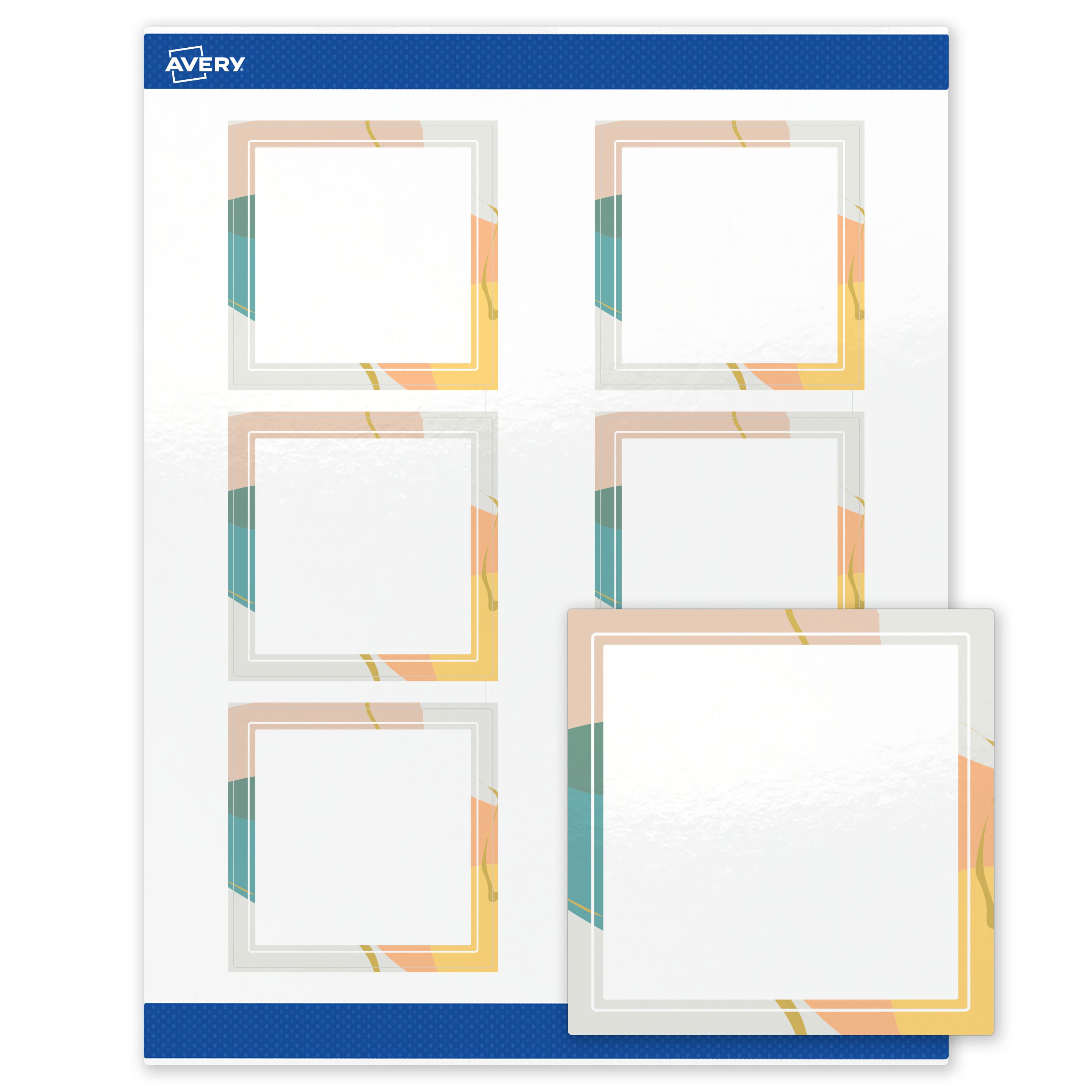 "Avery - Labels, 3"" x 3"", Glossy Color Block/Gold Veins - White" price history on PriceWatchPro