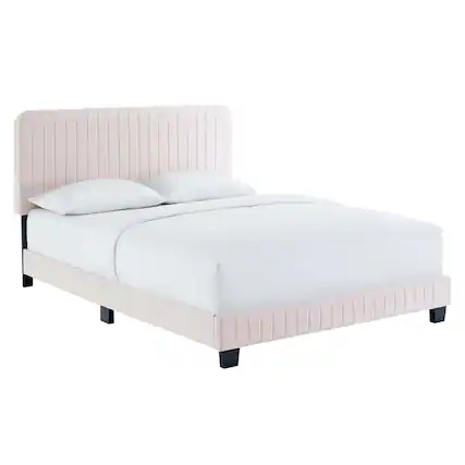 Front. Modway - Celine Channel Tufted Performance Velvet King Platform Bed - Red.