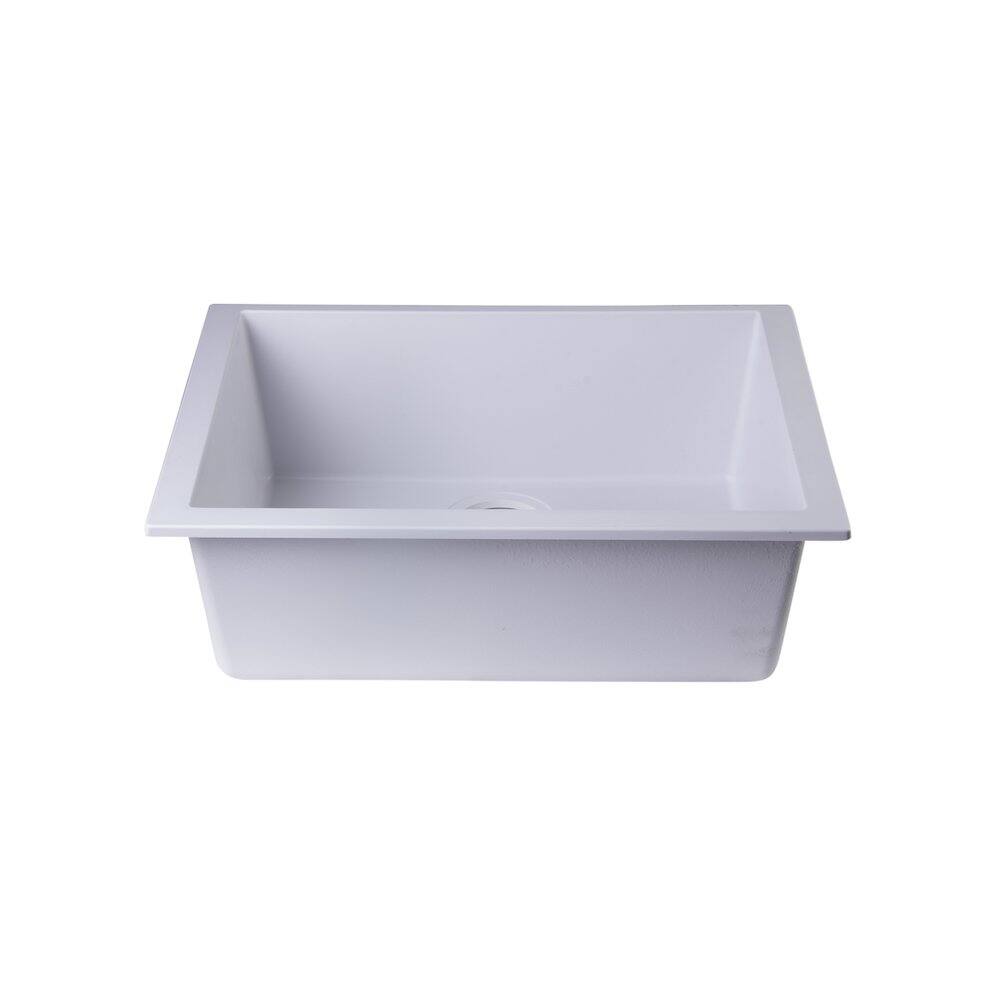 Alt View 5. Alfi - ALFI brand White 24 Undermount Single Bowl Granite Composite Kitchen Sink - White.