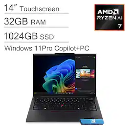Lenovo - ThinkPad T14s Gen6 Laptop - 14'' FHD+ Touchscreen - AMD Ryzen AI 7 PRO 350 - 32GB Memory - 1TB SSD - Windows 11 Pro - Eclipse Black