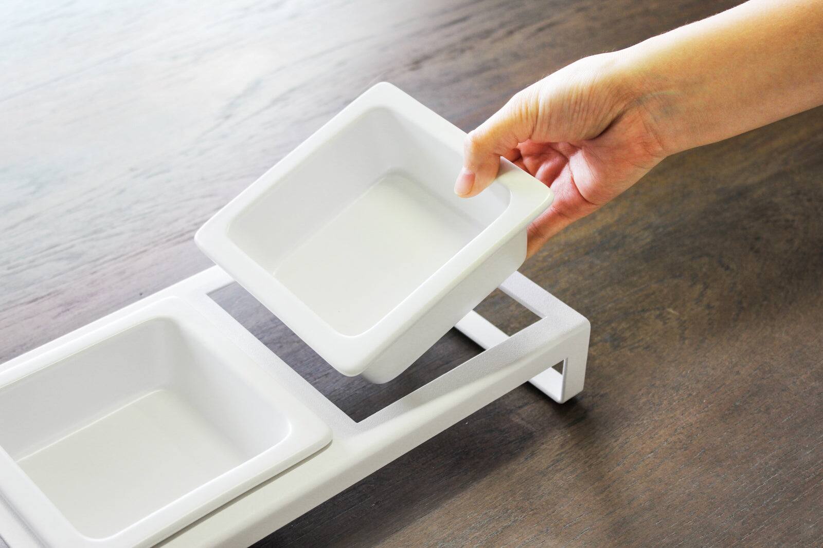 Alt View 3. Yamazaki Home - Pet Food Bowl - Steel + Ceramic - White.