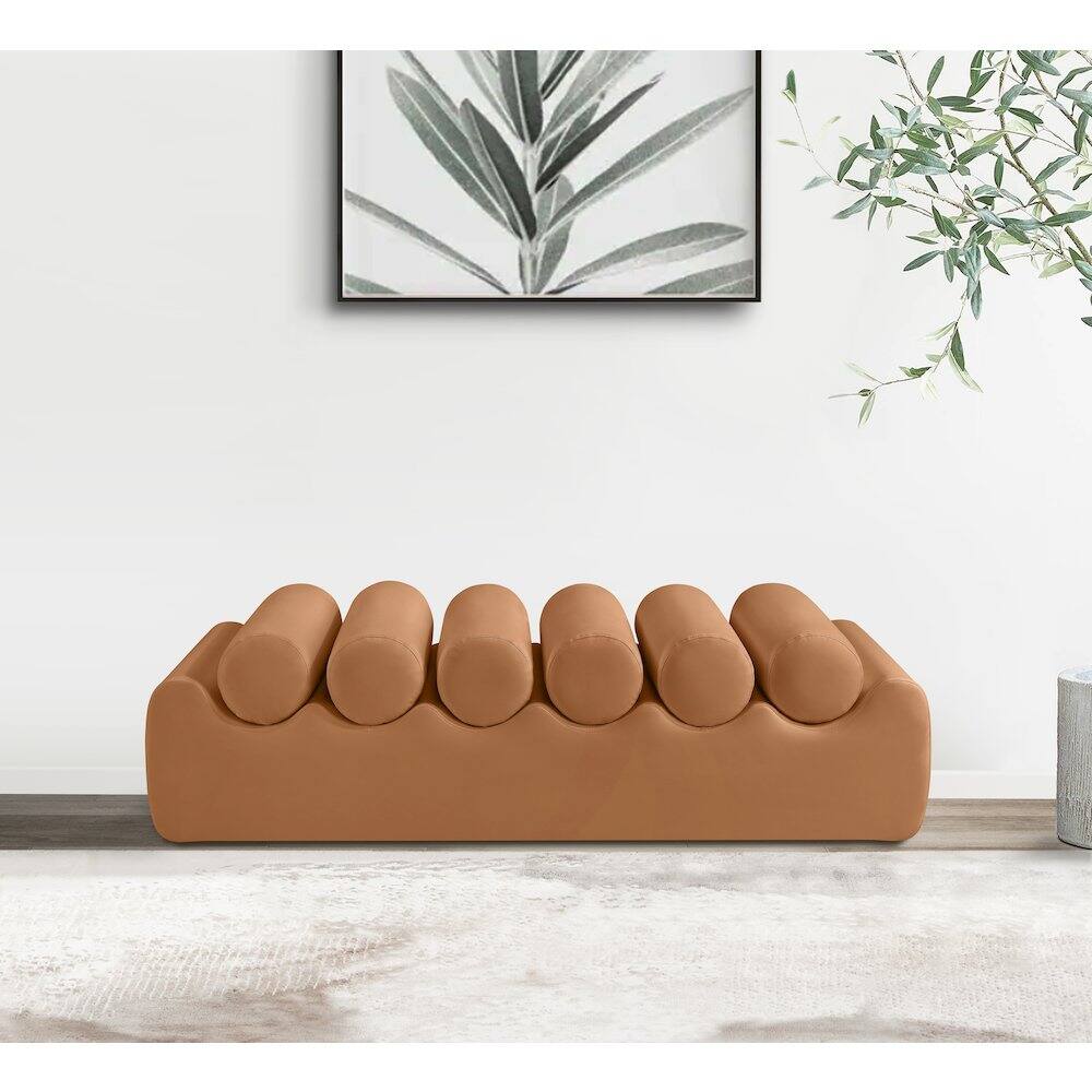 Alt View 1. Meridian Furniture - Rumble Cognac Vegan Leather Bench - Brown.