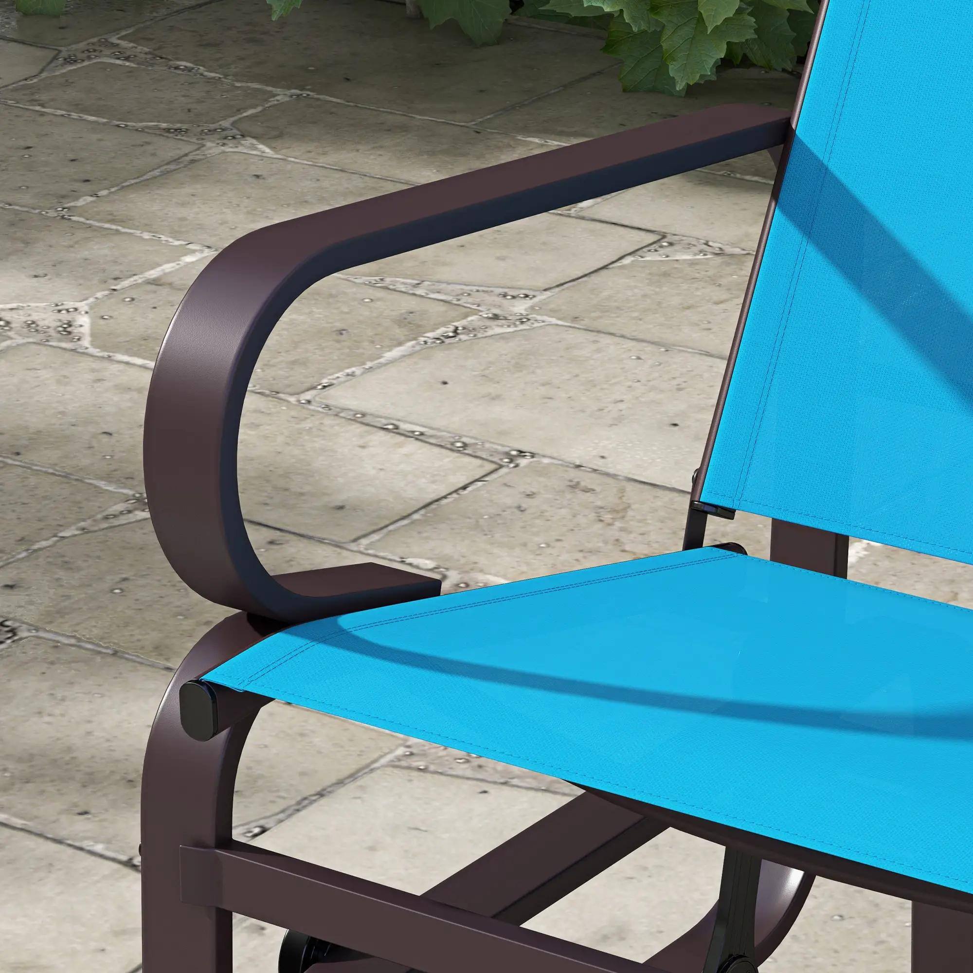 Back. Resenkos - Resenkos Single Lounger, Metal Mesh Rocker, Lightweight Chair, Comfortable Outdoor Relaxation,Blue - Blue.