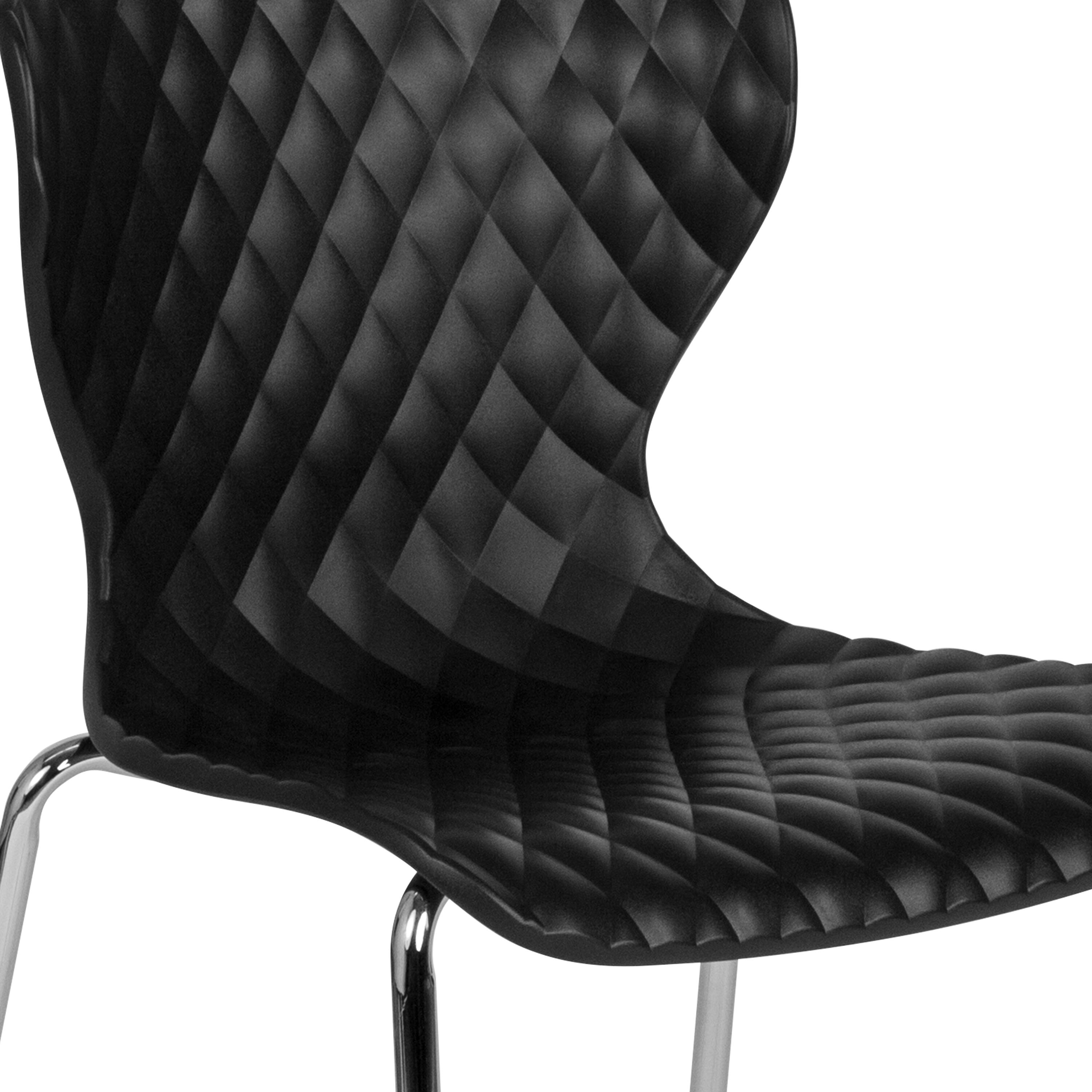 Alt View 10. Emma + Oliver - 4 Pack Contemporary Design Plastic Stack Chair - Black.
