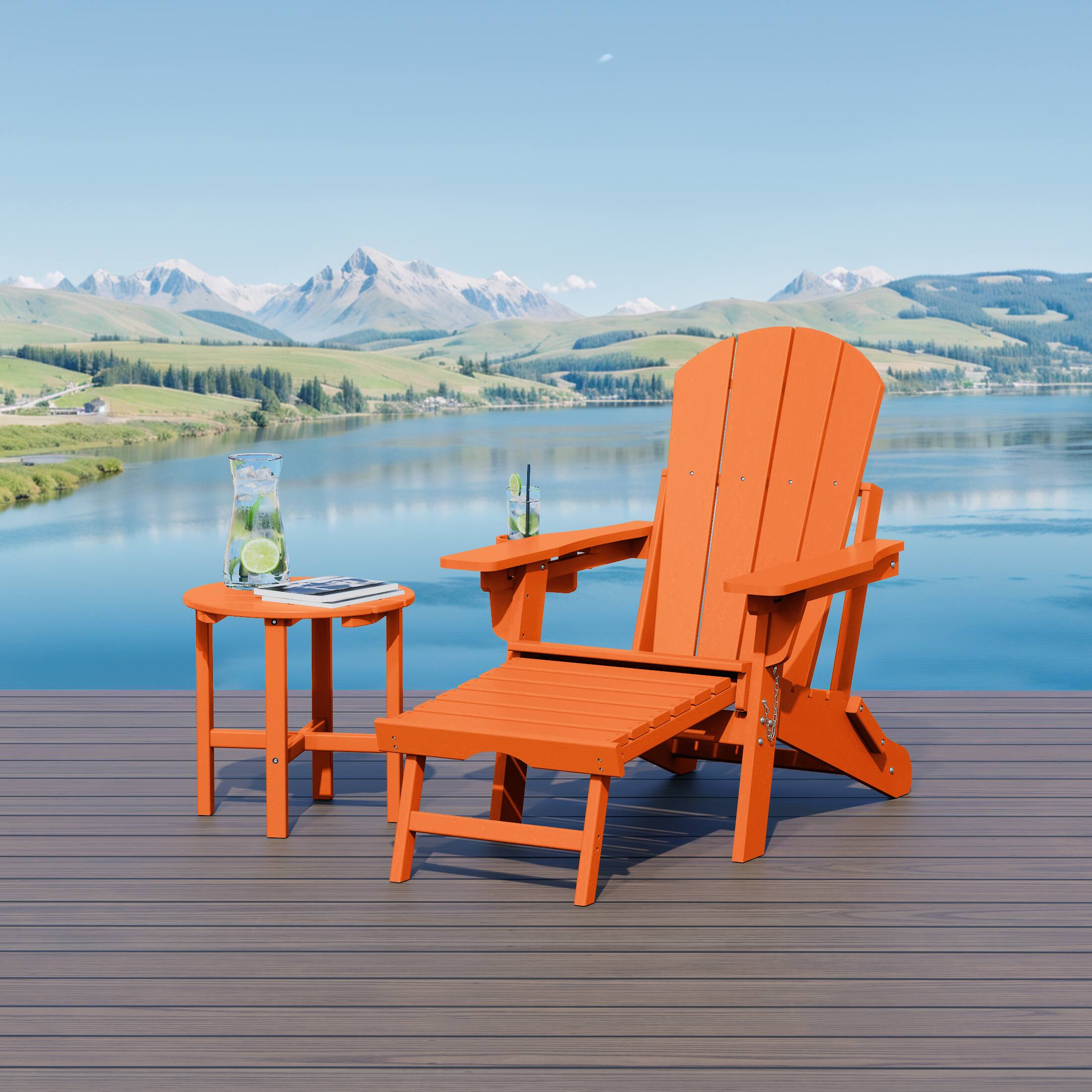 WestinTrends Malibu 2 Piece Outdoor Folding Adjustable Adirondack Chair ...