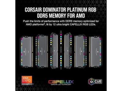 CORSAIR Dominator Platinum RGB 64GB (2 x 32GB) DDR5 6000 (PC5 CORSAIR Dominator Platinum RGB 64GB (2 x 32GB) DDR5 6000 (PC5
