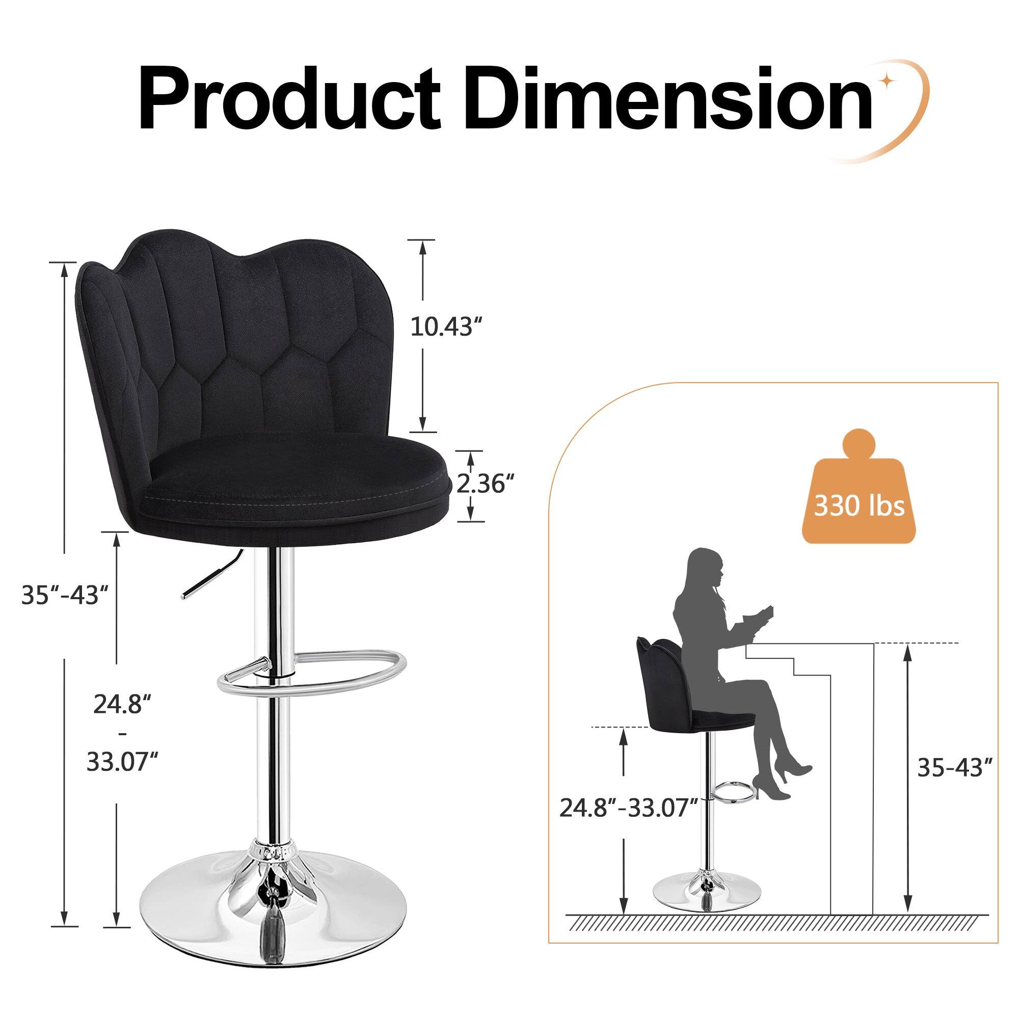 Product Dimension

- Height: 35" - 43"
- Seat Height: 24.8" - 33.07"
- Back Height: 10.43"
- Seat Depth: 2.36"
- Weight Capacity: 330 lbs