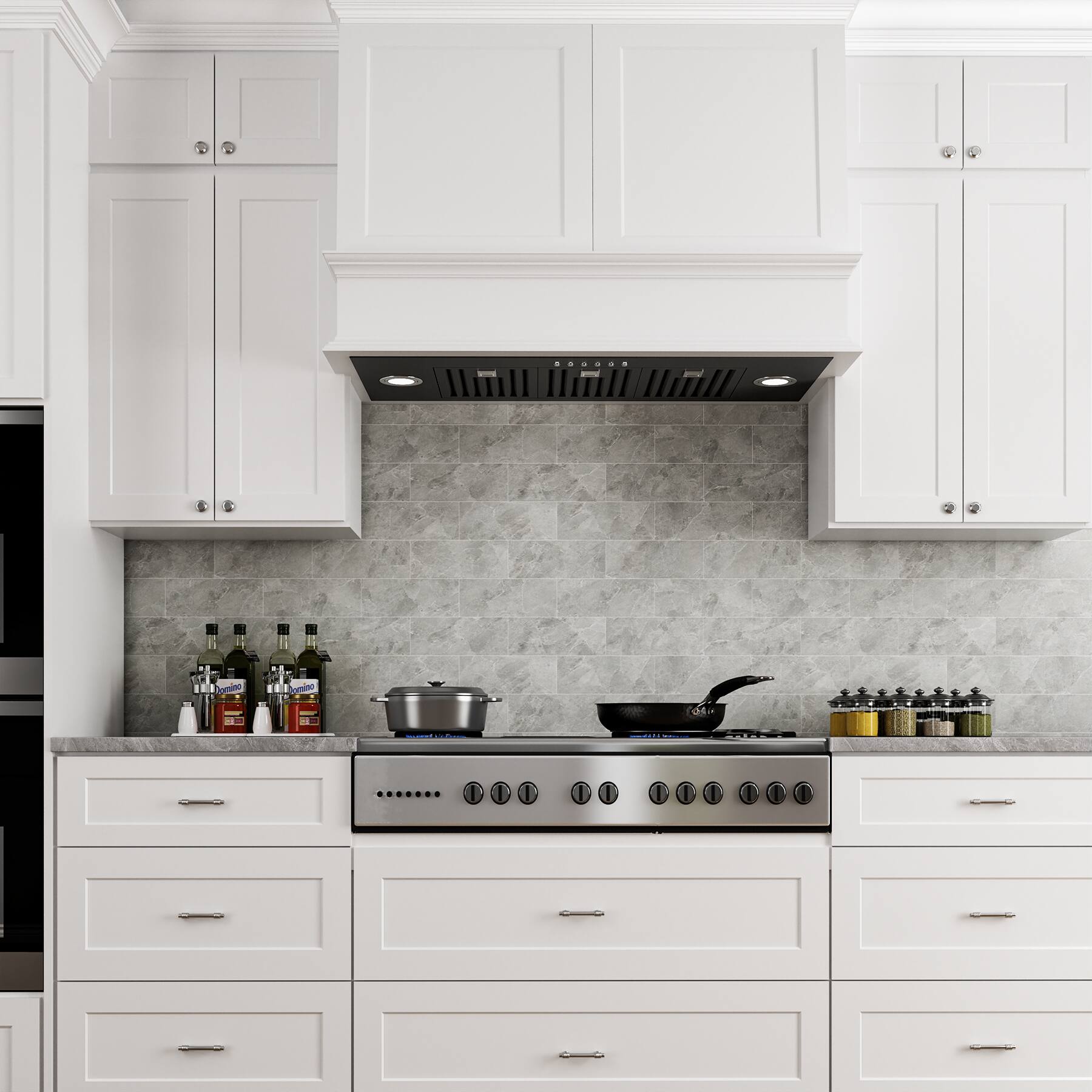 Alt View 1. Onefly - 36 inches - Convertible - Insert Range Hood - Black Stainless Steel.