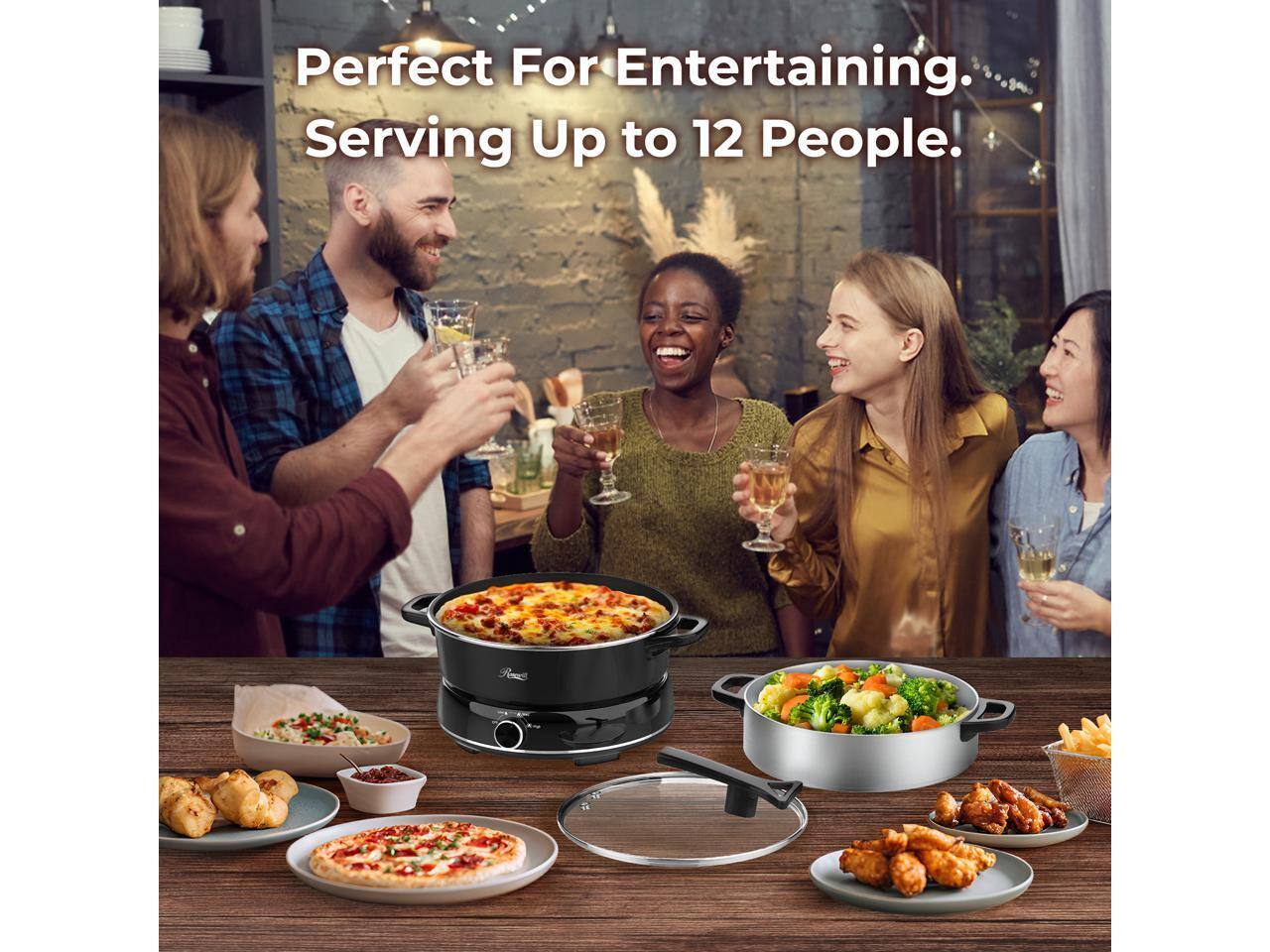 Rosewill 12.7 QT Electric Hot Pot, Split Design, 11.8