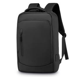 Unique Bargains - Shockproof Slim 15.6" Laptop Backpack for Men, Water Resistant Business Bag, USB A/C, Anti-Theft Pocket - Black