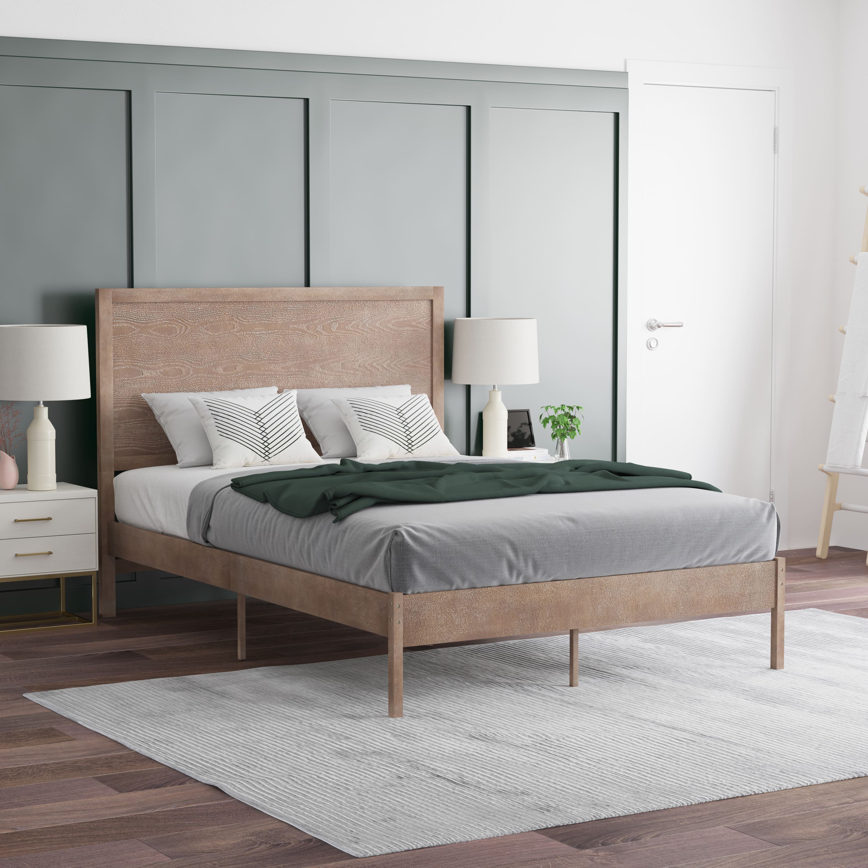 Photos - Bed Oliver Emma +  - Ashton Classic Wooden Platform  with Headboard - Light Brown 