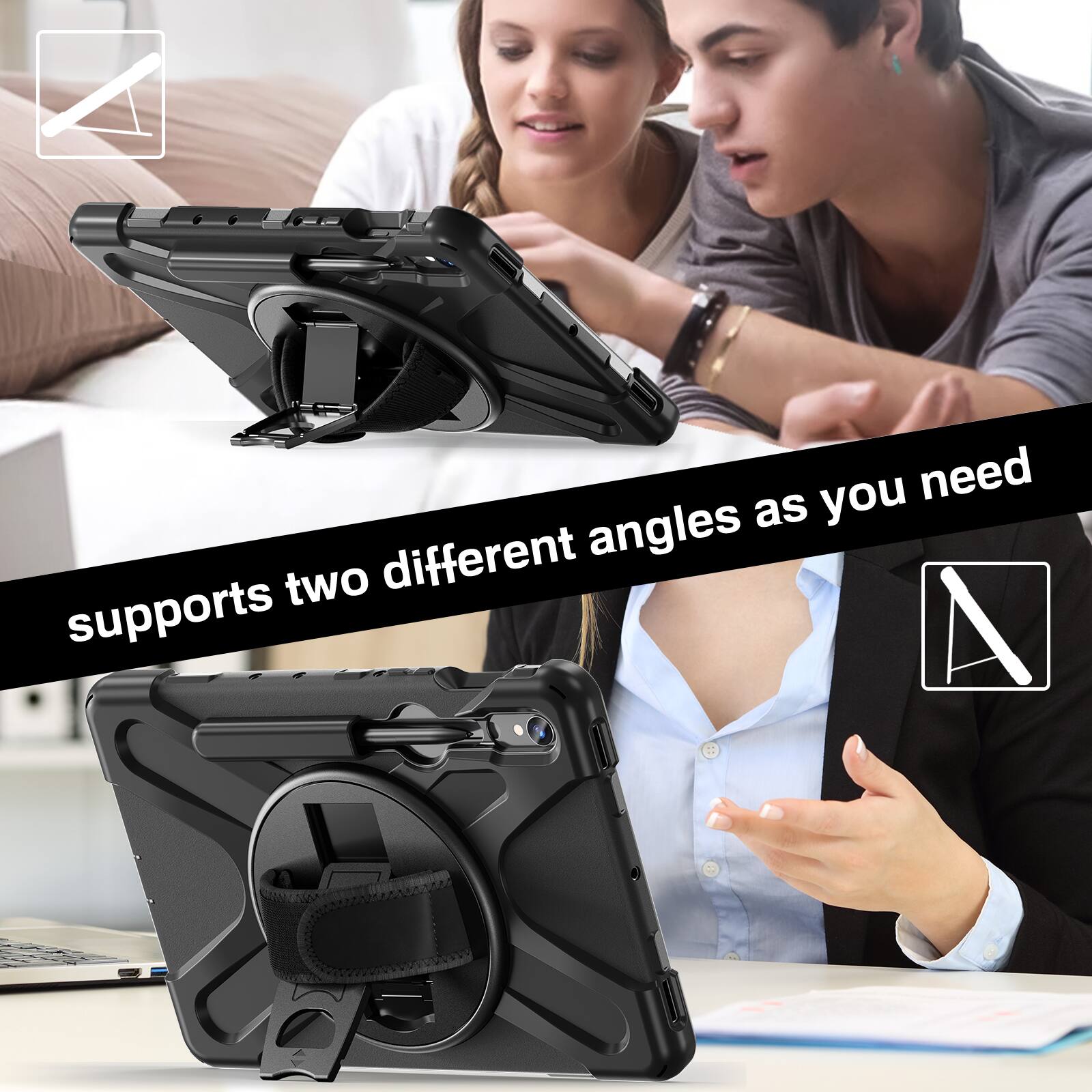 supports two different angles as you need