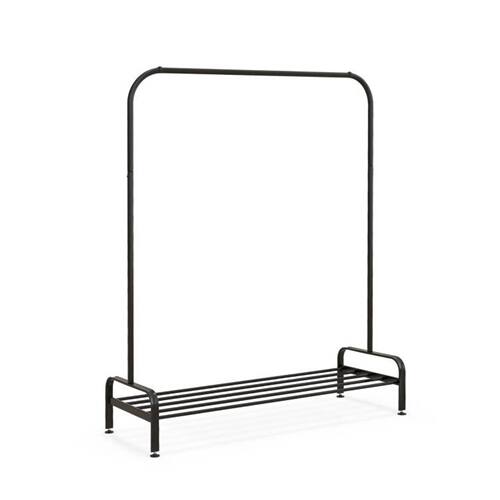SlickBlue - Heavy Duty Metal Garment Rack with Clothes Hanging Rod & Bottom Storage Shelf - Black