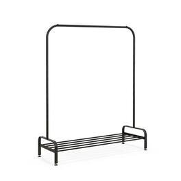 SlickBlue - Heavy Duty Metal Garment Rack with Clothes Hanging Rod & Bottom Storage Shelf - Black
