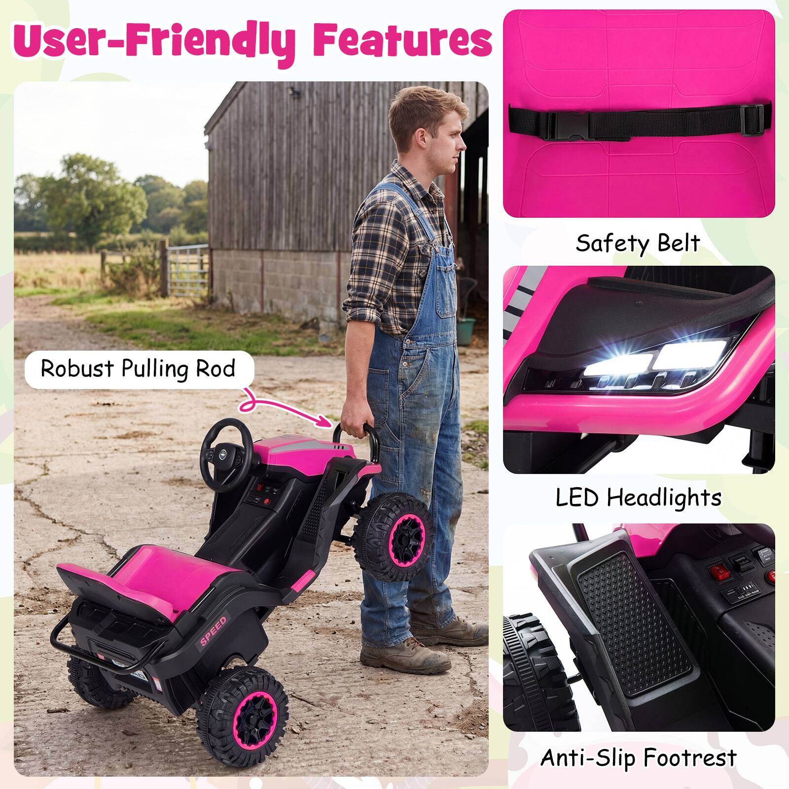User-Friendly Features

- Robust Pulling Rod
- Safety Belt
- LED Headlights
- Anti-Slip Footrest