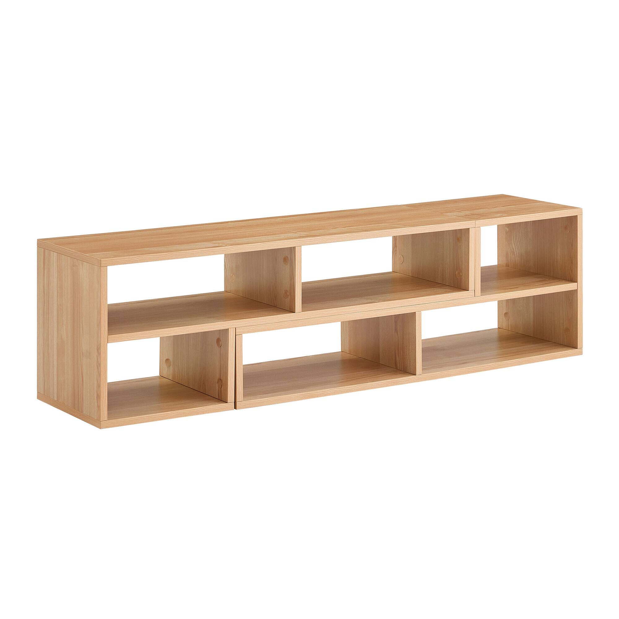 Alt View 6. Loheer - Loheer- Modular Light Wood TV Stand 0.98x1.12 ft Adjustable Media Console with Open Storage for Living Room - Wood.