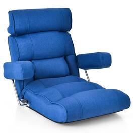 Costway - Adjustable Lazy Sofa with Stepless Adjustable Back & 6-position Head/Lumbar/Seat Blue - Blue
