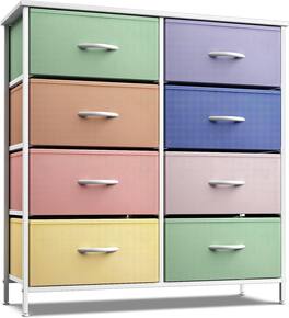 Sorbus - 8 Drawers Dresser- Storage Unit with Steel Frame, Wood Top, Fabric Bins - for Bedroom, Closet, Office, and more - Pastel