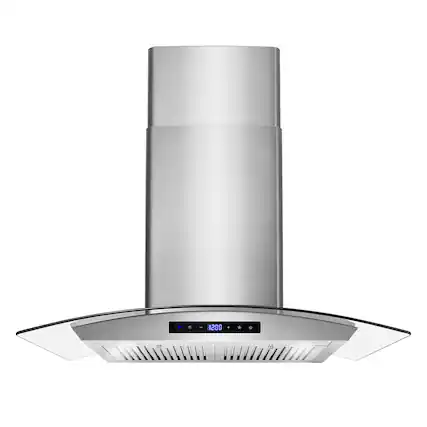 Front. COSMO - 30 in. Vista Collection 380 CFM Ducted Wall Mount Range Hood, Touch Controls, LED Lights - Stainless Steel.