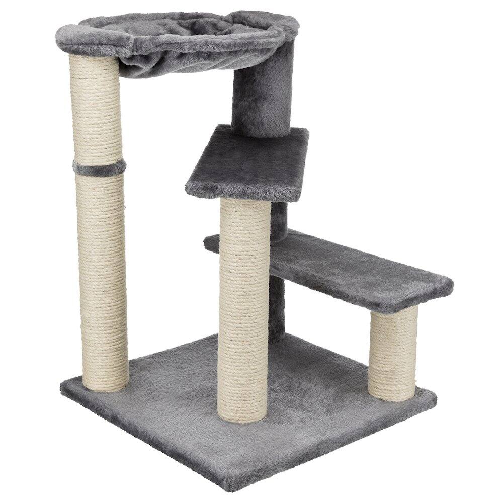 Back. TRIXIE - Baza Senior Plush & Sisal Cat Tree Scratching Posts Hammock & Steps, - Gray.