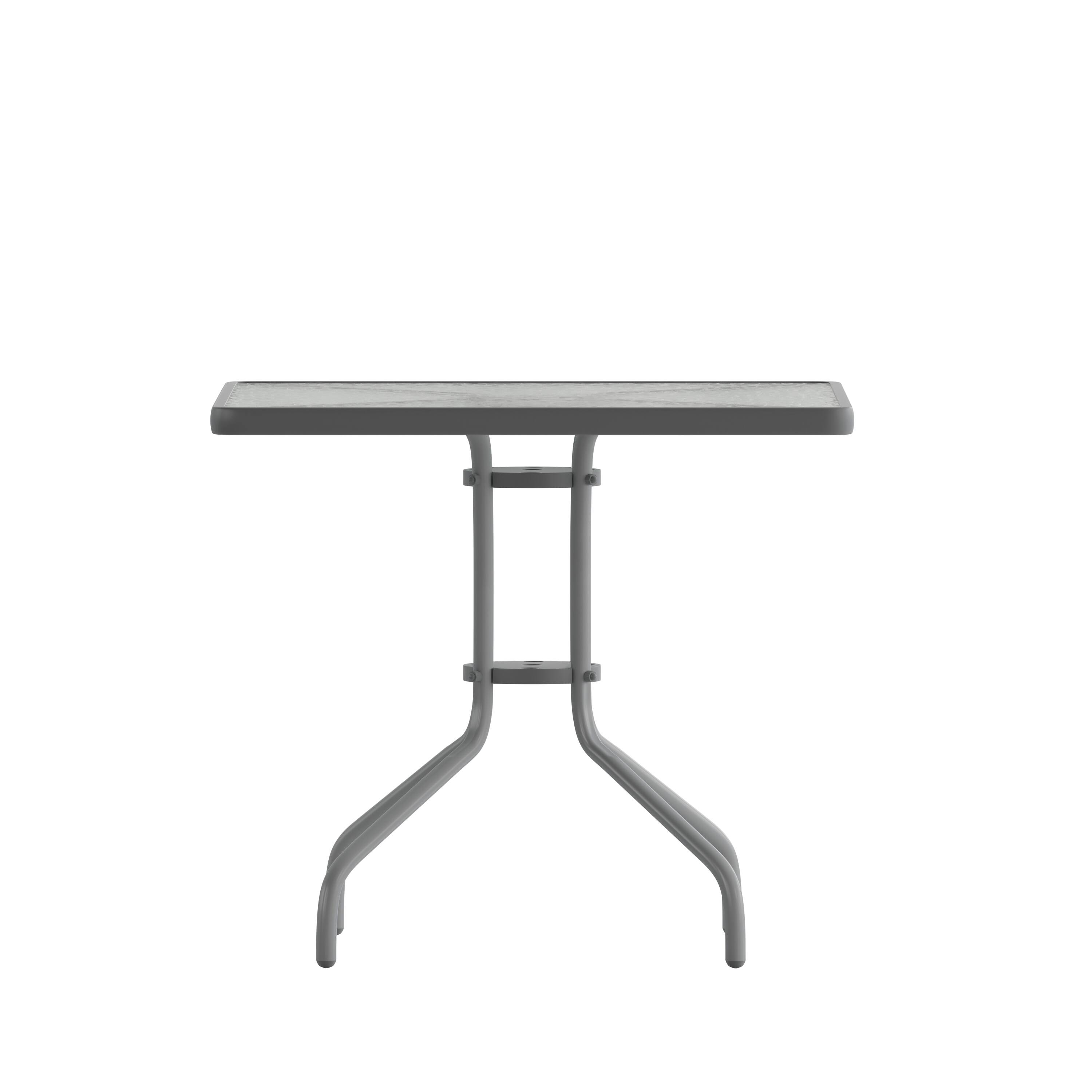 Alt View 9. Emma + Oliver - 31.5" Square Tempered Glass Metal Table with Smooth Ripple Design Top - Clear Top/Silver Frame.