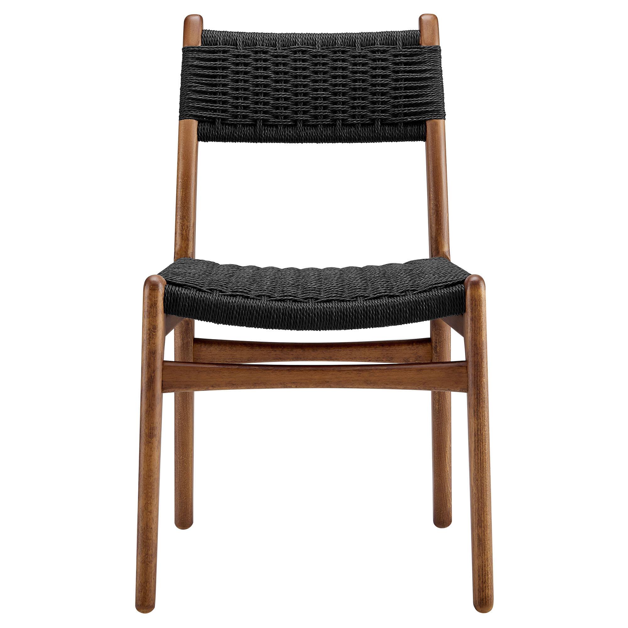 Alt View 4. Modway - Wynn Rope and Wood Dining Side Chair by Modway - Walnut Black.