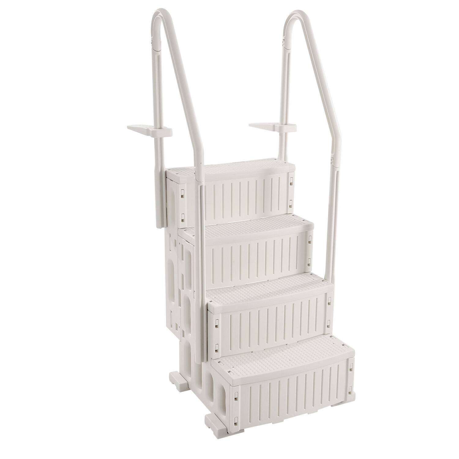Alt View 5. VEVOR - Swimming Pool Ladder, 4-Step Double Handrails Stairs with Non-slip Heavy Duty Steps, Max Load Capacity 400 lbs - Milk White.