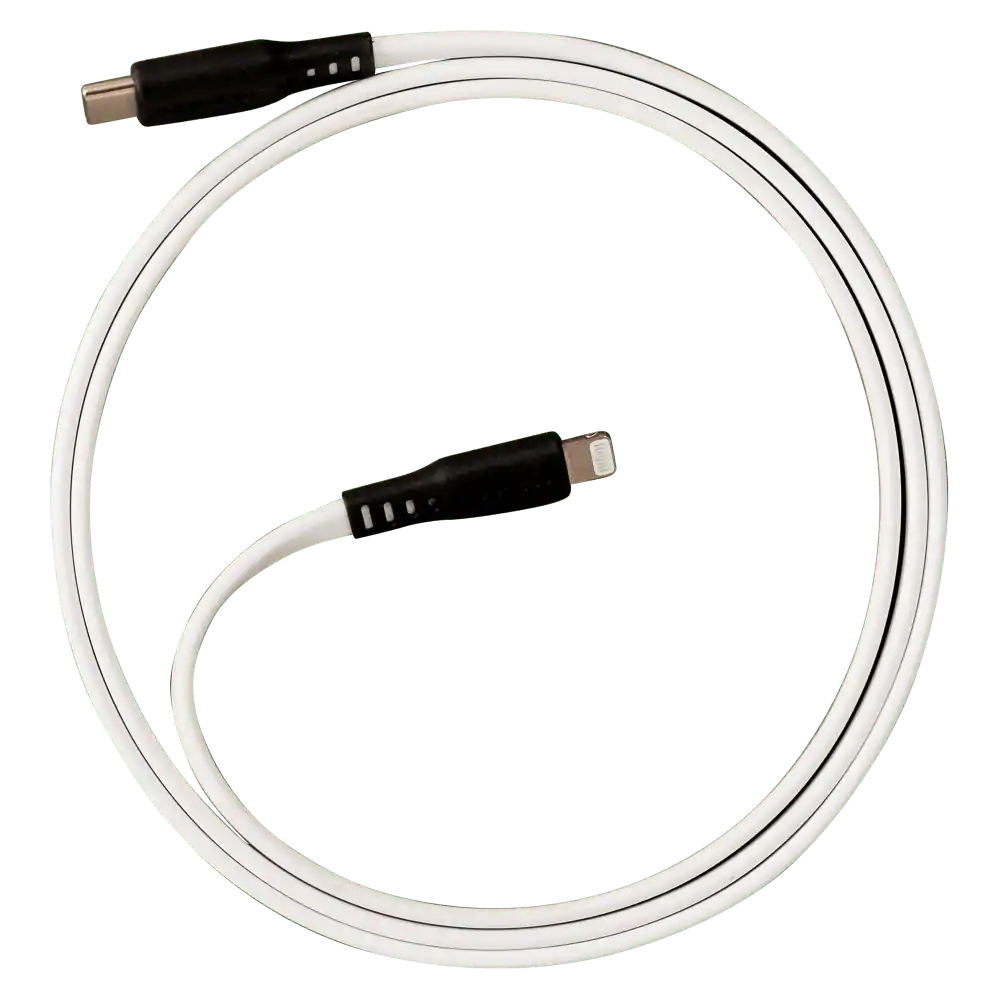 Front. Ventev - Flat USB-C to Apple Lightning High Speed Tangle-Free 6 Foot Cable - White.