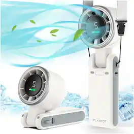 Loheer - Portable Handheld Turbo Fan 5000mAh Rechargeable Personal Fan for Travel Beach Vacation Small Foldable Desk Fan